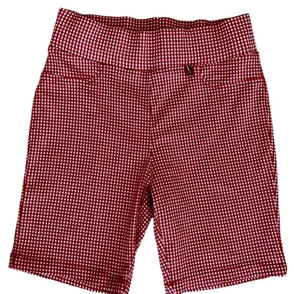 Tommy Hillfiger Women’s Bermuda Stretch Shorts Size 10, Red White Check
